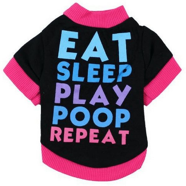 Funny Pet T-Shirt for Cats & Dogs: Eat Sleep Play Poop Repeat Tee-Pet Apparel-3-Colydia