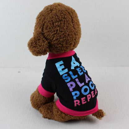 Funny Pet T-Shirt for Cats & Dogs: Eat Sleep Play Poop Repeat Tee-Pet Apparel-5-Colydia