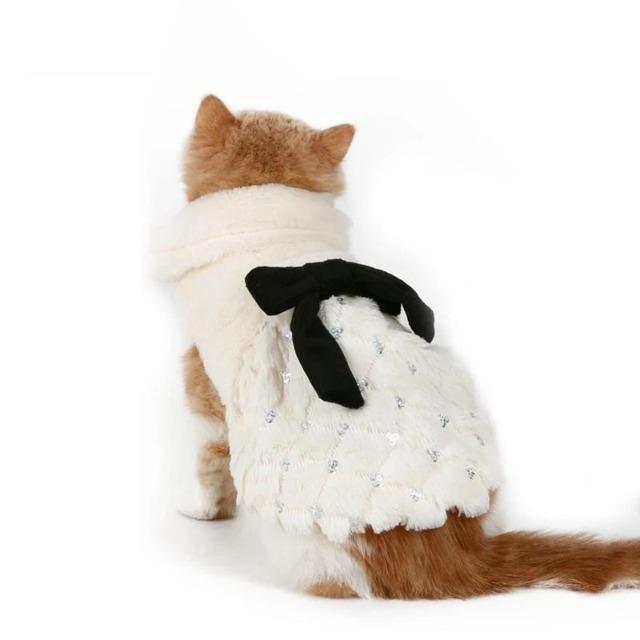 Elegant Sequin Pet Winter Coat with Soft Lining and Stylish Bow-Pet Winter Coat-6-Colydia