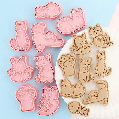 Pack of 8 Cat Cookie Cutters for Fun, Creative Baking Creations-Cat Cookie Cutters-8 pieces-1-Colydia