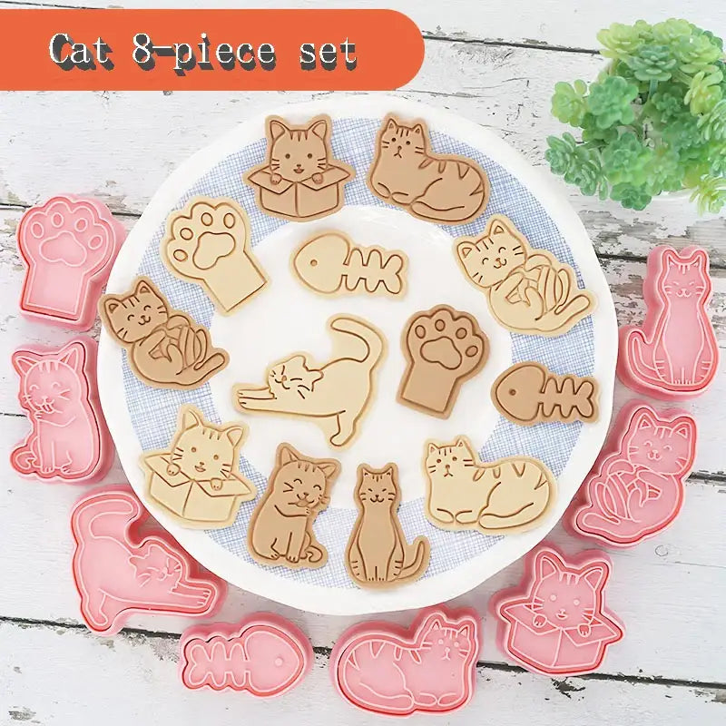 Pack of 8 Cat Cookie Cutters for Fun, Creative Baking Creations-Cat Cookie Cutters-8 pieces-7-Colydia