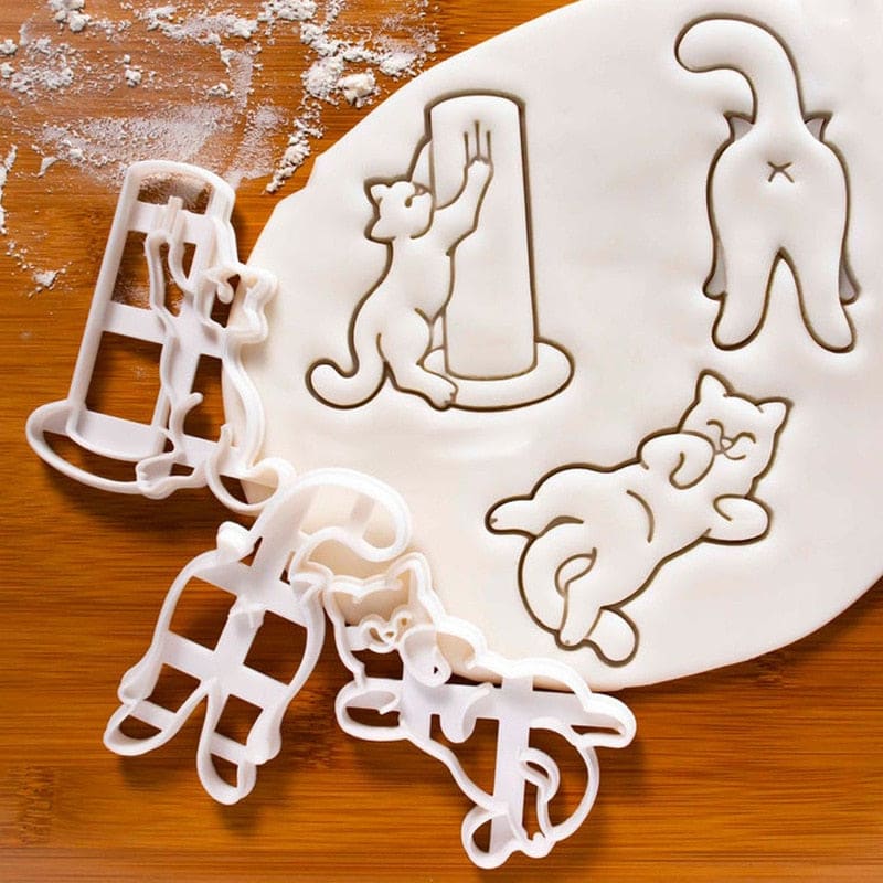 Set of 3 Fun Cat-Shaped Cookie Cutters for Unique Homemade Baking-Cat-Shaped Cookie Cutters Set-Set of 3 pieces-1-Colydia