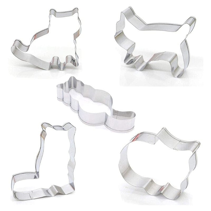 Adorable Cat-Shaped Cookie Cutters - Stainless Steel Set of 5-Cookie Cutters-4-Colydia