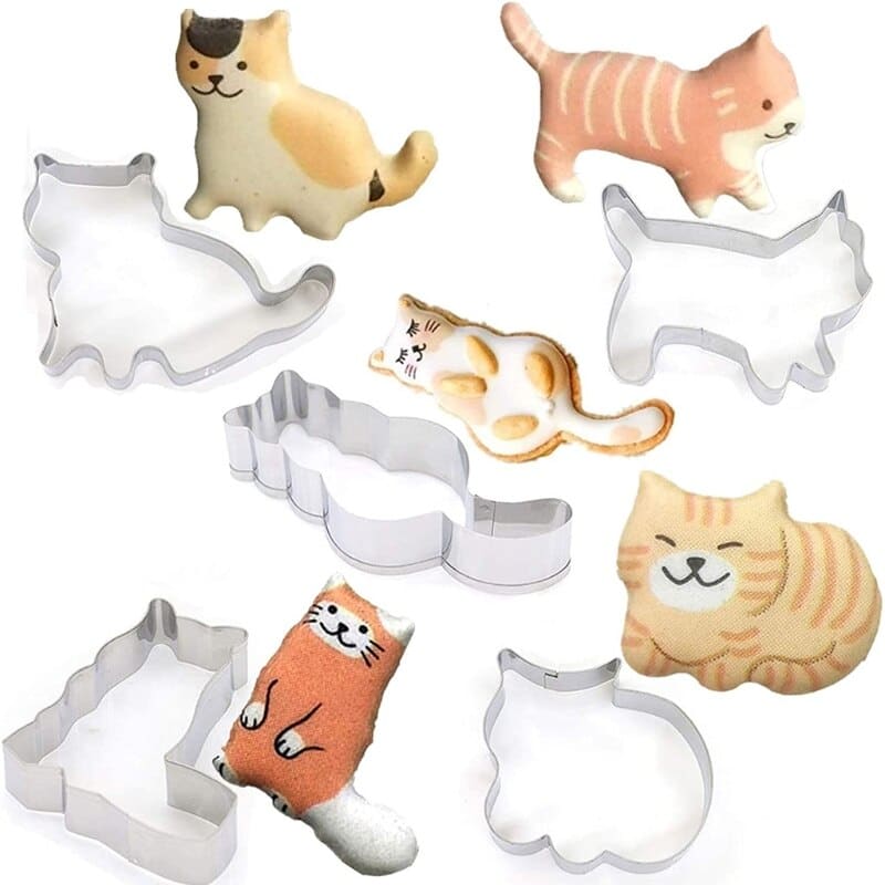 Adorable Cat-Shaped Cookie Cutters - Stainless Steel Set of 5-Cookie Cutters-1-Colydia