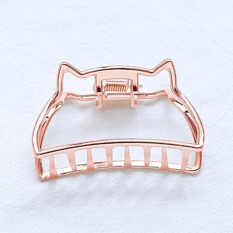 Gold Cat Hairpin - Whimsical Zinc Alloy Clip for Cat Lovers-Hair Clip-Rose Gold-5-Colydia