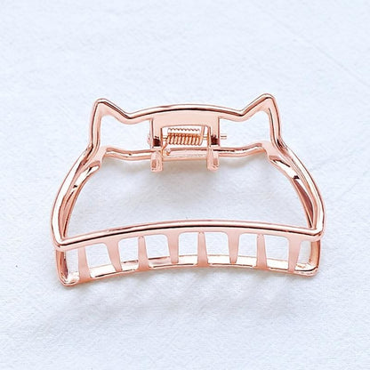 Gold Cat Hairpin - Whimsical Zinc Alloy Clip for Cat Lovers-Hair Clip-Rose Gold-5-Colydia