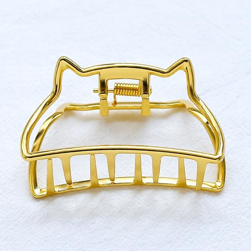 Gold Cat Hairpin - Whimsical Zinc Alloy Clip for Cat Lovers-Hair Clip-Gold-4-Colydia