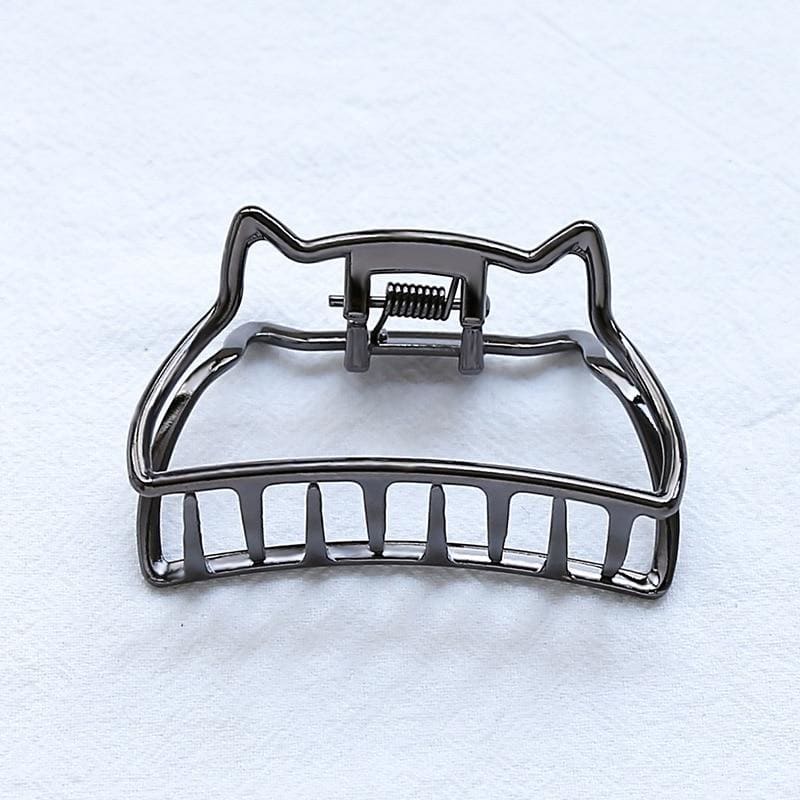 Gold Cat Hairpin - Whimsical Zinc Alloy Clip for Cat Lovers-Hair Clip-Black-6-Colydia