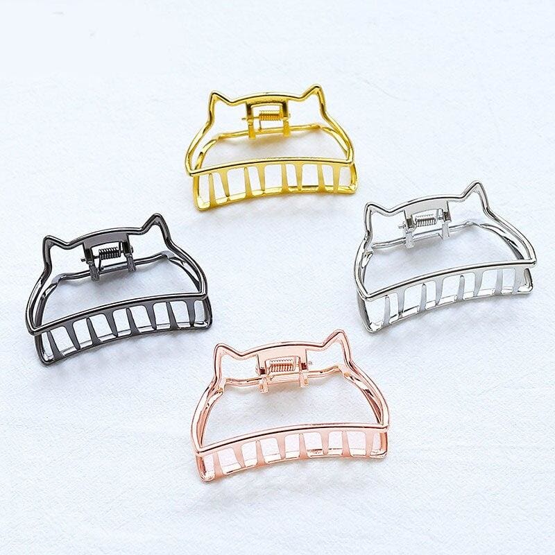 Gold Cat Hairpin - Whimsical Zinc Alloy Clip for Cat Lovers-Hair Clip-3-Colydia