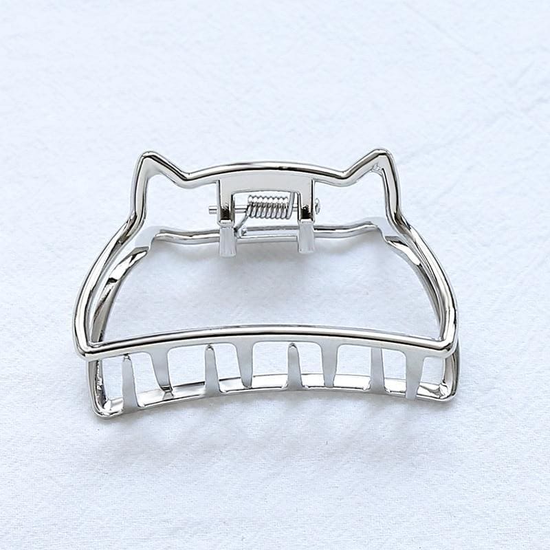 Gold Cat Hairpin - Whimsical Zinc Alloy Clip for Cat Lovers-Hair Clip-Silver-7-Colydia