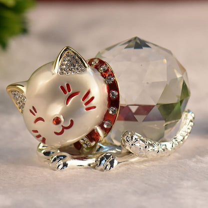 Elegant Crystal Sphere Cat Statue - Perfect Gift for Cat Lovers-Cat Figurine-3-Colydia