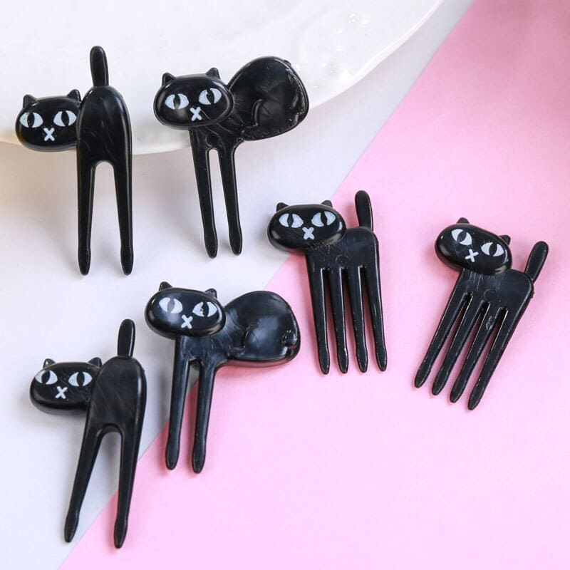 Cute Black Cat-Shaped Fruit Forks Set of 18 - Fun & Eco-Friendly-Fruit Fork Set-10-Colydia