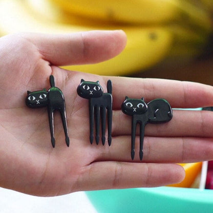 Cute Black Cat-Shaped Fruit Forks Set of 18 - Fun & Eco-Friendly-Fruit Fork Set-7-Colydia