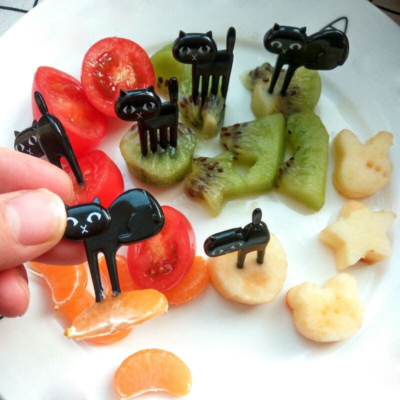 Cute Black Cat-Shaped Fruit Forks Set of 18 - Fun & Eco-Friendly-Fruit Fork Set-4-Colydia