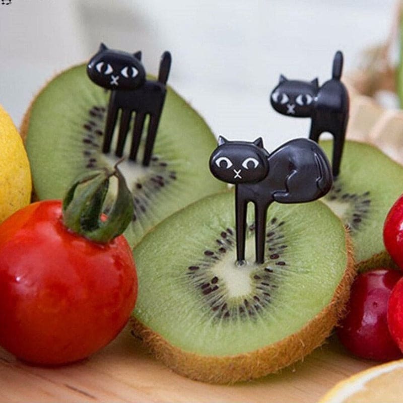 Cute Black Cat-Shaped Fruit Forks Set of 18 - Fun & Eco-Friendly-Fruit Fork Set-2-Colydia