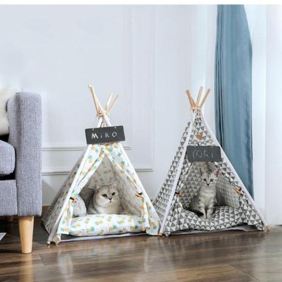 Cozy Pet Teepee Hideout - 4 Designs with Easy-Clean Pillow-Pet Hideout-1-Colydia