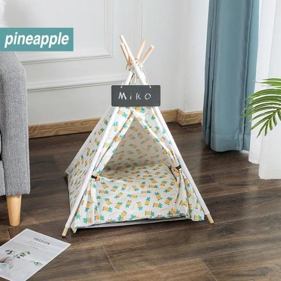 Cozy Pet Teepee Hideout - 4 Designs with Easy-Clean Pillow-Pet Hideout-Pineapple-7-Colydia