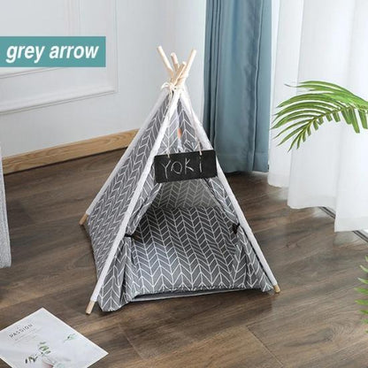 Cozy Pet Teepee Hideout - 4 Designs with Easy-Clean Pillow-Pet Hideout-Grey-8-Colydia