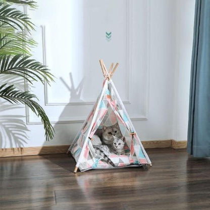 Cozy Pet Teepee Hideout - 4 Designs with Easy-Clean Pillow-Pet Hideout-2-Colydia