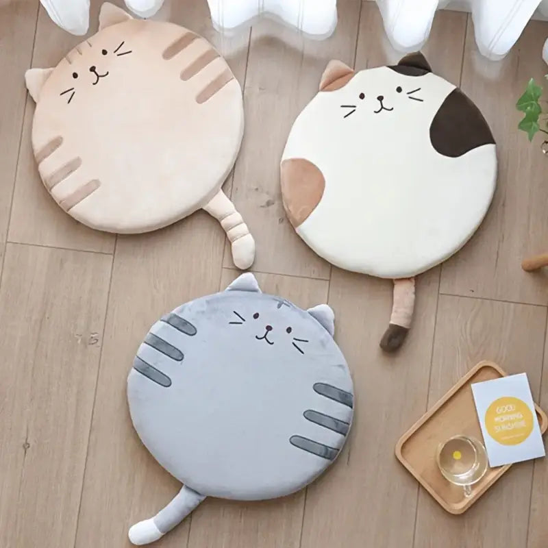 Cute Cat-Shaped Round Chair Cushion with Soft Memory Foam Comfort-Chair Cushion-1-Colydia