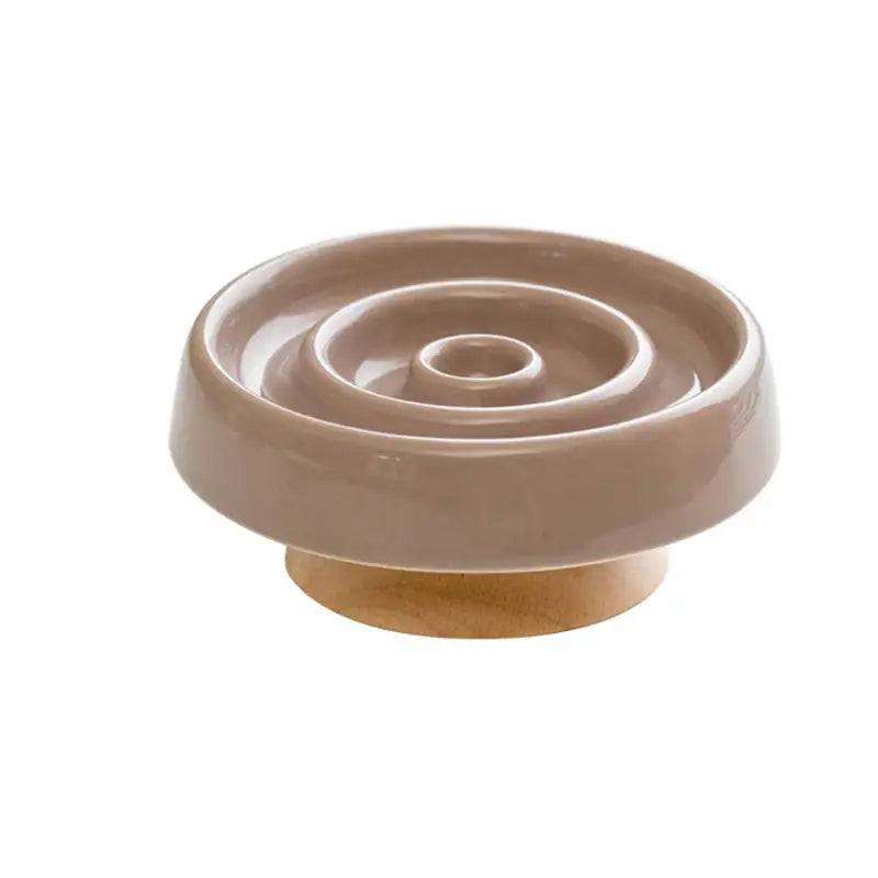 Elegant Anti-Gulping Cat Bowl - Durable Ceramic & Wood Design-Anti-Gulping Cat Bowl-Chocolate-8-Colydia