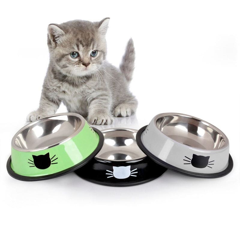 Colorful Stainless Steel Cat Bowl with Cute Whiskers Design-Cat Bowl-4-Colydia