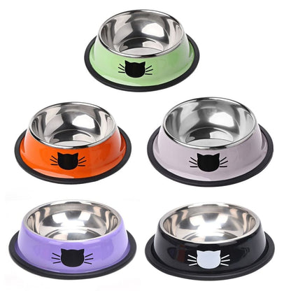 Colorful Stainless Steel Cat Bowl with Cute Whiskers Design-Cat Bowl-5-Colydia