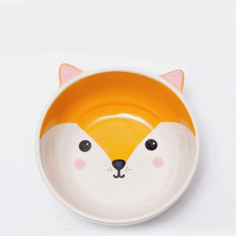 Elevated Ceramic Cat Bowl with Wooden Stand in Kawaii Style-Elevated Cat Bowl-8-Colydia