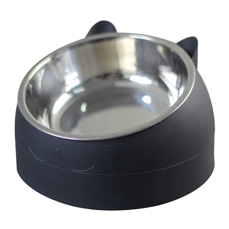 15° Tilt Cat Bowl in Stainless Steel for Comfortable Feeding-Pet Feeding Bowl-Black-200 mL-12-Colydia