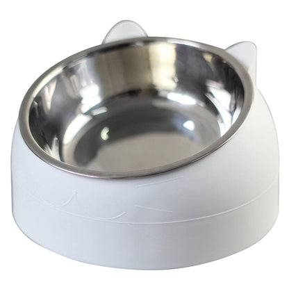 15° Tilt Cat Bowl in Stainless Steel for Comfortable Feeding-Pet Feeding Bowl-White-200 mL-10-Colydia