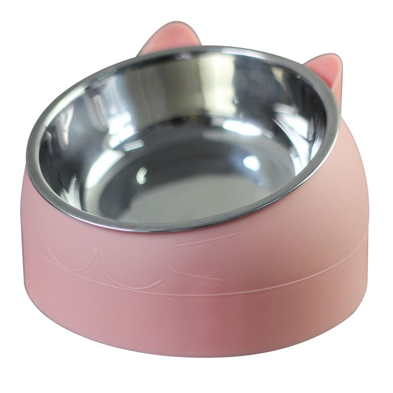 15° Tilt Cat Bowl in Stainless Steel for Comfortable Feeding-Pet Feeding Bowl-Pink-200 mL-9-Colydia