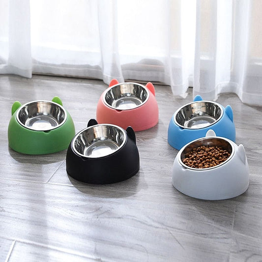 15° Tilt Cat Bowl in Stainless Steel for Comfortable Feeding-Pet Feeding Bowl-1-Colydia