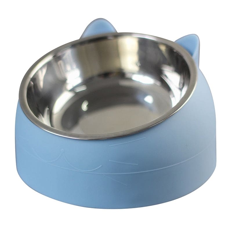 15° Tilt Cat Bowl in Stainless Steel for Comfortable Feeding-Pet Feeding Bowl-Blue-200 mL-13-Colydia