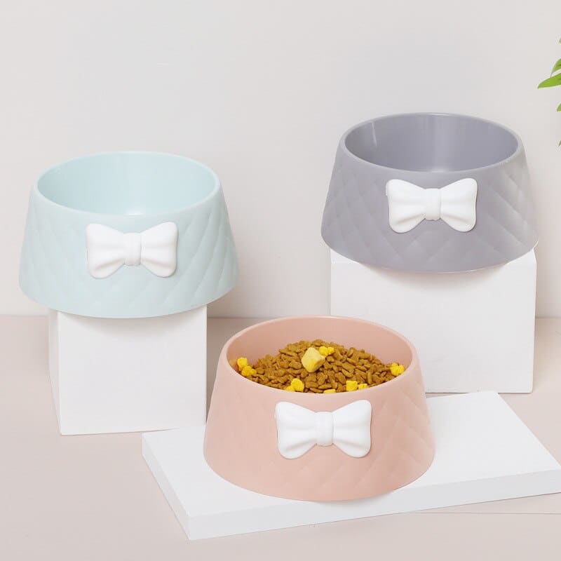 Chic Bow Tie Cat Bowl with Non-Slip Base and Easy Cleaning-Cat Feeding Bowl-3-Colydia