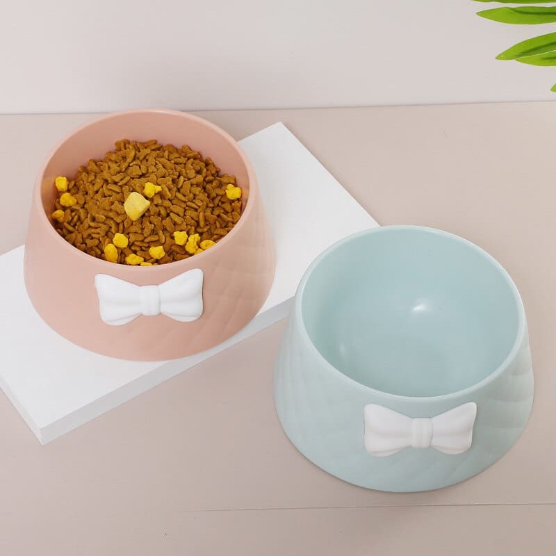 Chic Bow Tie Cat Bowl with Non-Slip Base and Easy Cleaning-Cat Feeding Bowl-4-Colydia