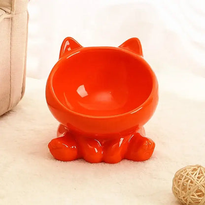 Ergonomic Ceramic Cat Bowl with Tilted Design for Optimal Comfort-Ergonomic Cat Bowl-Orange-3-Colydia