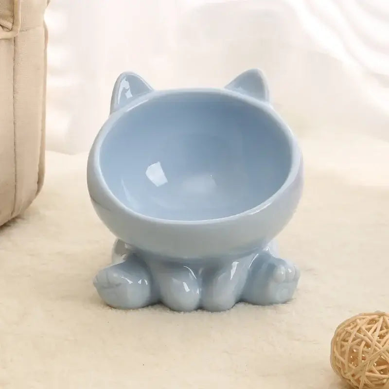 Ergonomic Ceramic Cat Bowl with Tilted Design for Optimal Comfort-Ergonomic Cat Bowl-Blue-5-Colydia