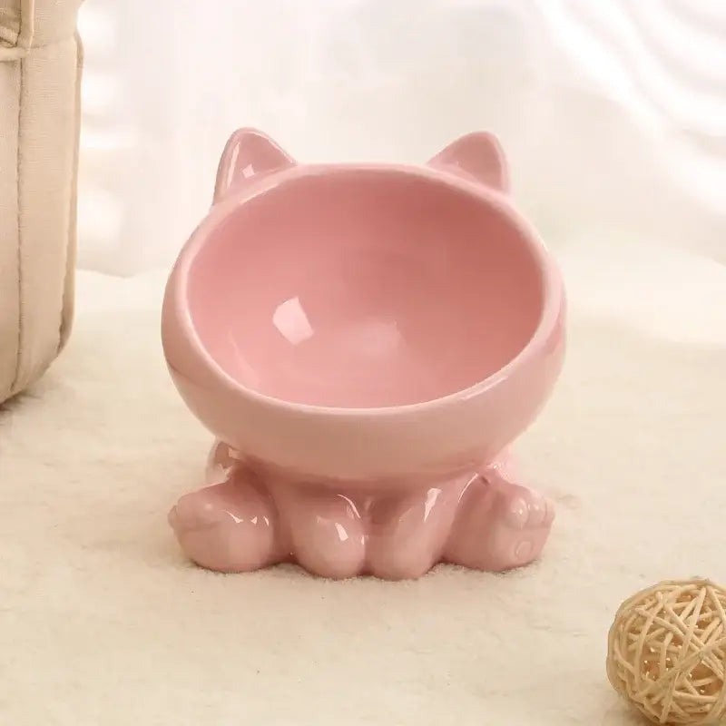 Ergonomic Ceramic Cat Bowl with Tilted Design for Optimal Comfort-Ergonomic Cat Bowl-Pink-6-Colydia