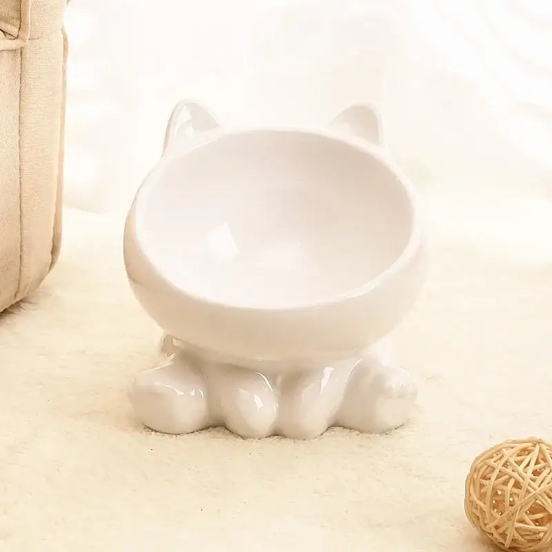 Ergonomic Ceramic Cat Bowl with Tilted Design for Optimal Comfort-Ergonomic Cat Bowl-White-4-Colydia