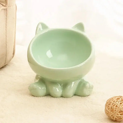 Ergonomic Ceramic Cat Bowl with Tilted Design for Optimal Comfort-Ergonomic Cat Bowl-Green-7-Colydia