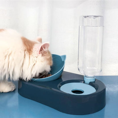 Dual Function Cat Bowl with Water Dispenser, Non-Slip & Spill-Proof-Pet Feeding Station-2-Colydia