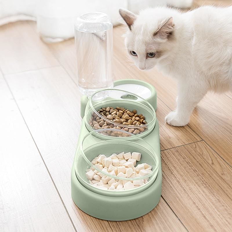 Adjustable Tilt Cat Bowls with Water Dispenser for Ergonomic Feeding-Ergonomic Cat Feeding Set-1-Colydia