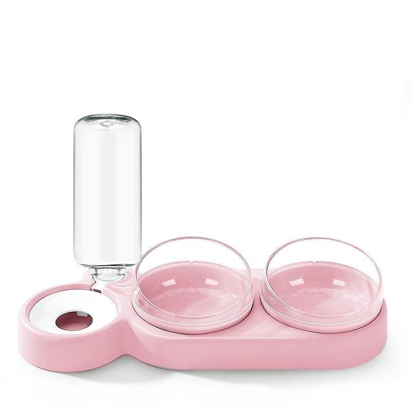 Adjustable Tilt Cat Bowls with Water Dispenser for Ergonomic Feeding-Ergonomic Cat Feeding Set-Pink-3-Colydia