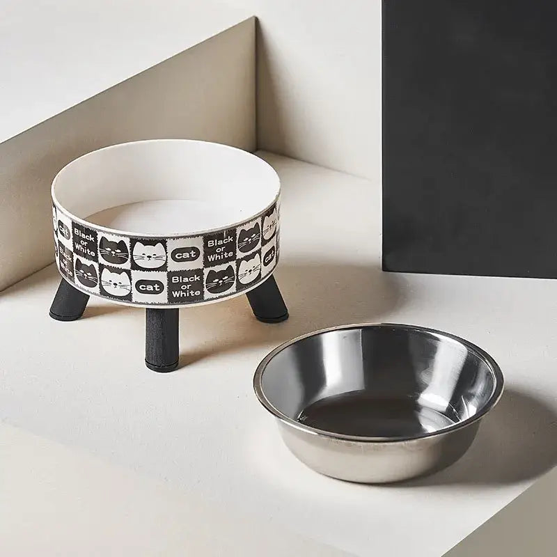 Modern Elevated Cat Bowl with Stainless Steel, Non-Slip Design-Elevated Cat Bowl-4-Colydia