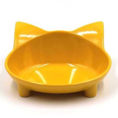 Cat Head Shaped Melamine Bowl - Non-Slip & Whisker Friendly-Cat Feeding Bowl-Yellow-5-Colydia