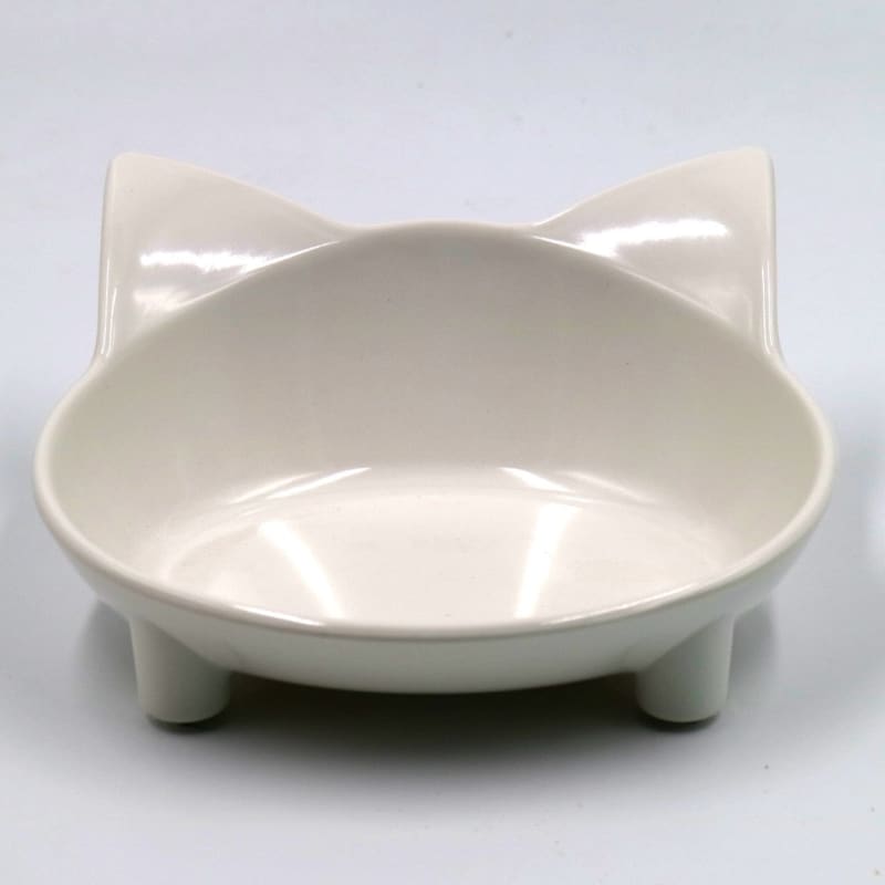 Cat Head Shaped Melamine Bowl - Non-Slip & Whisker Friendly-Cat Feeding Bowl-White-9-Colydia