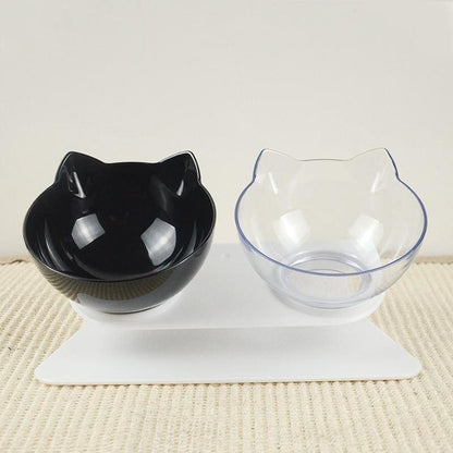 Cat-Shaped Pet Bowl for Easy Clean and Digestive Comfort-Cat Bowl-Black/Transparent-6-Colydia