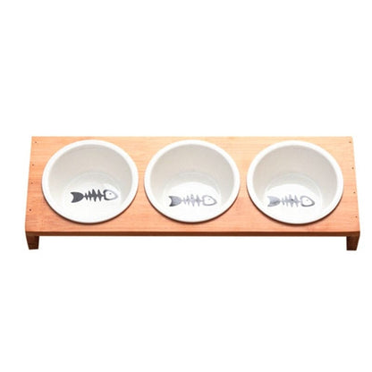 Ceramic Triple Bowl Pet Feeder with Non-Slip Bamboo Stand-Triple Bowl Pet Feeder-Triple-8-Colydia