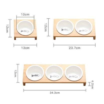 Ceramic Triple Bowl Pet Feeder with Non-Slip Bamboo Stand-Triple Bowl Pet Feeder-11-Colydia