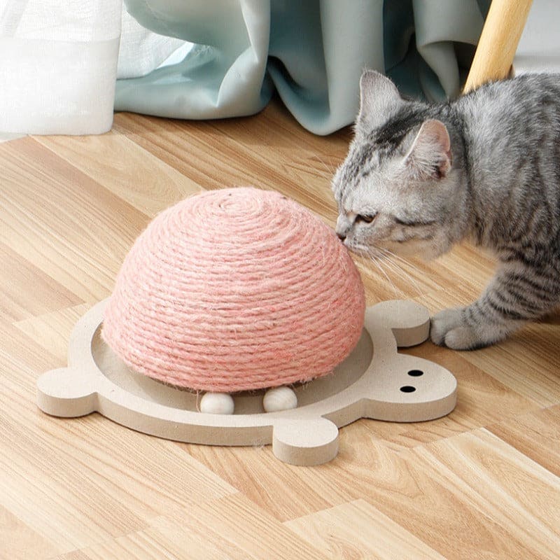 Interactive Turtle-Shaped Sisal Scratching Post with Wooden Ball-Cat Scratching Post-2-Colydia